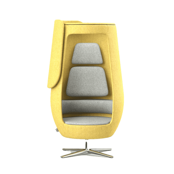 Hush A11 belstoel met open privacy paneel in de kleur geel
