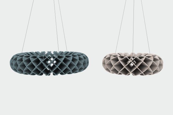 Baffle Halo geluiddempende hanglamp in verschillende kleuren