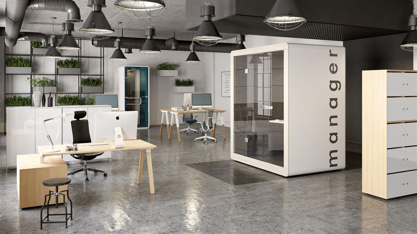 Een flexibele werkplek met modulaire bureaus en stoelen