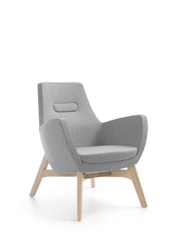 Bejot Umm fauteuil met houten poten in kleur grijs